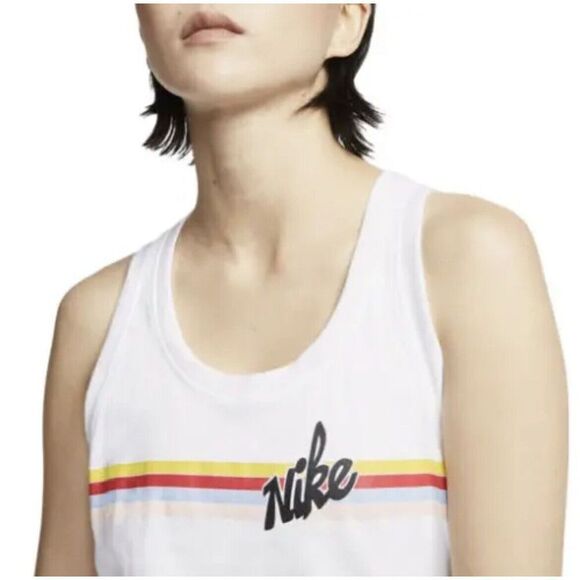 Nike Sportswear Core‎ Stripe Tank Top CT8911-100 Women’s Size XS White - Picture 2 of 8